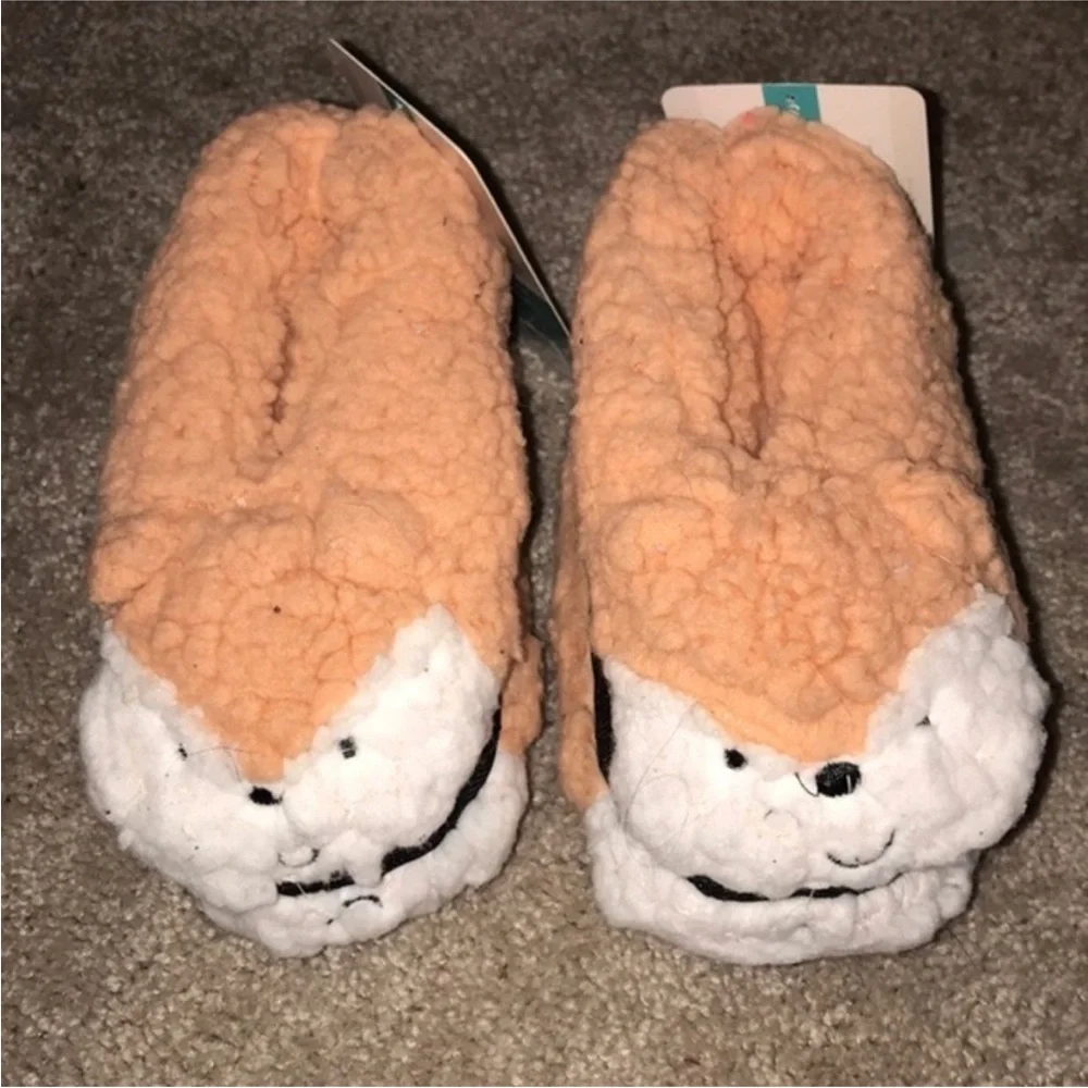 🔴 Kids animal fox soft sole cozy slippers unisex girl or boy size small 11…